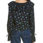 We Wore What New Floral Ruffle V-Neck Long Sleeve Blouse Black Blue Size Medium Photo 1
