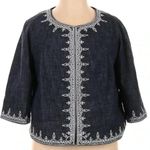 Dress Barn Denim Blue Embroidered Cropped Jacket Blazer Women’s Plus Size 14W Photo 5