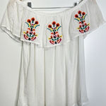 New Directions Shirt Womens Embroidered Off Shoulder Lightweight White Size Smal Photo 0