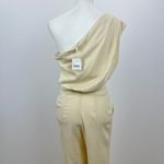 Free People  Avery One Shoulder Jumpsuit Wide Leg Pockets Cream Ivory US 4 NWT Photo 7