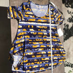 LuLaRoe  Womens Perfect T Size XXS Blue Navy Yellow Cream Floral Stripe Top NEW‎ Photo 5