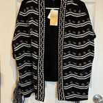 Made‎ for Me to Look Amazing Black Aztec Print Fringe Open Front Cardigan M Size M Photo 0