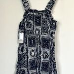 BP NWT by Nordstrom Smocked Bodice Romper Geometric Black White Bandana Photo 5