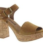 Free People Brook Suede Platform Heels Cork Sole Mustard Gold Camel Sz 40 Photo 0