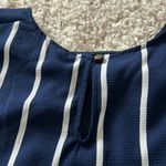 Gibson Latimer Navy and White Striped Women's Top Photo 3