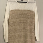 Kate & Mallory Beachy Coastal Grandma Beige White Open‎ Knit Crochet Lightweight Sweater 1X Photo 0