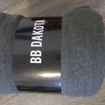 BB Dakota NEW PONCHO SWEATER WRAP Black Gray Striped FabFitFun Reversible Photo 2