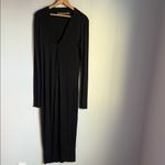 ENZA COSTA Silk Rib Knit Cardigan Midi Dress Medium Black Photo 1