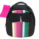 Betsey Johnson  Striped Mini Backpack with Bow, Black, Pink, Green Photo 0