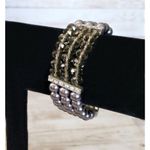 Vintage Bracelet Bluey Silver Faux Pearls & Smokey Tone Beads Stretch Bracelet Photo 2