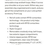 LUG Quilted RFID Convertible Crossbody Coupe 2 NWOT Travel Vacation Floral Print Blue Photo 14