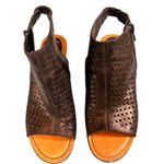 BOC Thebe Women’s Black Leather Slingback Block Heel Perforated Sandals 7 in GUC Photo 2