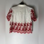 Serie Suncoo White Collar Button Down Top Red Eyelet Detail Size T1 Small Photo 1