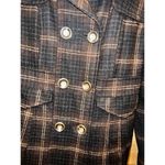 Hydraulic  Y2K Pea Coat Jacket Juniors Women's Small Black Brown Plaid Wool Blend Photo 1