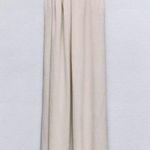 ZARA NWT ivory off white ruched one shoulder flowy straight cut mid maxi dress Photo 5
