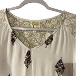 Fig & Flower Top Tunic Floral Crochet White Peasant Prairie SZ MD Boho Chic Y2K Size M Photo 2