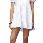 ZARA  Dress‎ Women Small White Linen Blend Short Puff Sleeve Babydoll Preppy Photo 0