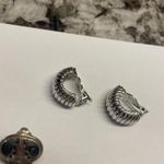 Lot Of 3 Silver Tone Costume Earrings Screw On Clip Photo 1