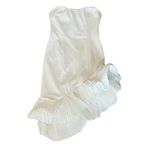 BHLDN  Anthropologie Women’s Flamenco Hem Asymmetrical White Fitted Midi Dress M Photo 1