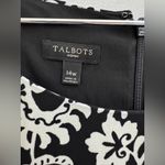 Talbots  Paisley Crepe Shift Dress‎ Women’s Bell Sleeves Black and White Sz 14W Photo 3
