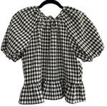 Topshop NWT Gingham Puff Sleeve Peplum Tie Back Crop Top Blouse US 8 UK 12 Photo 5