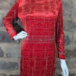 No Brand Mini Dress Red Velvet Rhinestone Long Sleeve Woman's Size Large‎ Photo 0