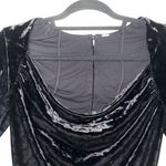Revolve Black Velvet Cowl Neck Button Back Cropped Top Photo 4