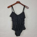 Aqua Green Womens One Piece Swimsuit Medium Black Ruffled Photo 9