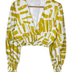 House of Harlow 1960 Linen Blend Long Sleeve Crop Top Yellow Size M Photo 0