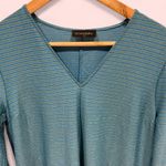 Stine Goya Aqua marine gold Lauren glitter shift dress vneck long sleeve stretch Blue Size M Photo 3