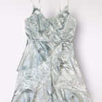 Altar'd State Altar’d State Light Blue Satin Floral Jacquard Ruffled Mini‎ Party Dress Size M Photo 0