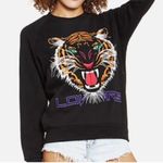 Lovers + Friends  Wildcat Tiger LOVERS Jeweled Black Sweatshirt Photo 3