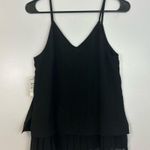 Chelsea28 NWT  Spaghetti Strap Pleated Layered Black Cami Tank Size Small Photo 2