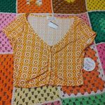 Jolie And Joy NWT Size Medium M Floral Crop Top Vibrant Bright Orange Red White Photo 13