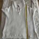 Ralph Lauren Lauren  Womens Fold-Over‎ Collar Side Slits Pullover Sweater White L Photo 5
