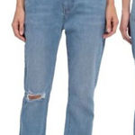 Avec Les Filles  High Rise‎ Straight Jeans Size 30 Distressed Cropped Blue Denim Photo 0