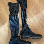 Pinko Over The Knee Lug Sole Buckle Ankle Strap Boots in Black Size 6 Photo 5