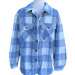 Members Mark Shirt Jacket Blue Plaid Wool Acrylic Oversized Small NWT Sherpa Lined Button Down Photo 0
