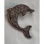 EFS Mexican Silver Dolphin Pin, Dolphin Small Heart Pin, Sterling Silver Sz 1.5” Photo 2