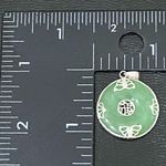 Sterling Silver Vintage 925 Natural Jade Jadeite Donut Circle Lucky Pendant 5.5g Photo 2