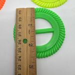 3 Round Scarf Buckles Shirt Clips Rings Orange Green Yellow Rope Design Plastic Photo 5