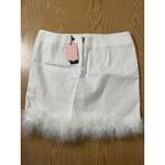 Pretty Little Thing New Womens Denim Skirt Feather Trim White size 2-4 Waist 14.5” Photo 1