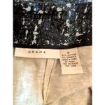 Grace Black Gray Abstract Print Cotton Pencil Skirt Size 6 Back Slit Lined Blue Photo 2