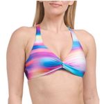 La Blanca Bikini Top Size 10 NEW Sunset Shores Over The Shoulder Underwire NWOT Photo 0