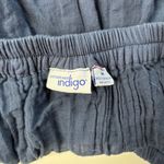 Navy Blue 100% Cotton Knee Length Skirt Eyelet Cottage Core Boho Elastic Waist M Size M Photo 2