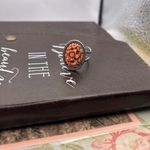 Vintage Coral Floral Cabochon Ring | Silver Stainless Steel Adjustable Photo 7