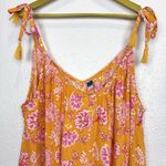 Old Navy Hawaiian Floral Maxi Dress Large Orange Pink Flowy V-Neck Pockets Beach Photo 5