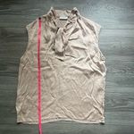 Sandro  Paris Beige Cream Tie Neck Sleeveless 100% Silk Blouse Size 3 L Career Photo 4