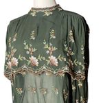 ZARA NWOT  Prairie Cottagecore
Green Floral Embroidered Sheer
Blouse L Photo 9