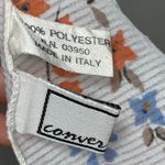 Vintage Scarf Floral Lightweight Square White Blue Orange Retro 90s Italy Women Photo 4